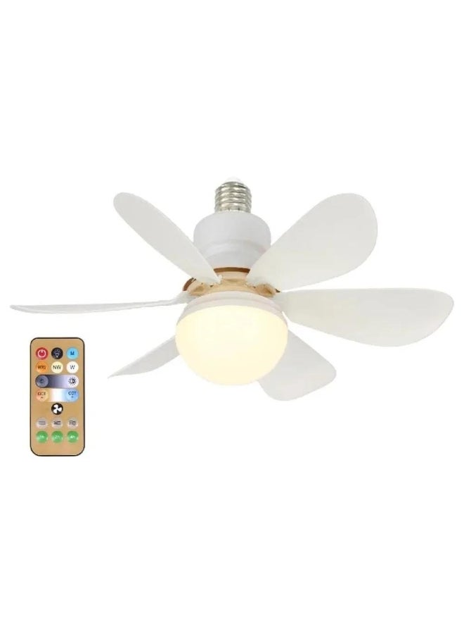 LED 30W ceiling fan light E27 with remote control for dimming, suitable for living room, study, household use, 85-265V bulb 