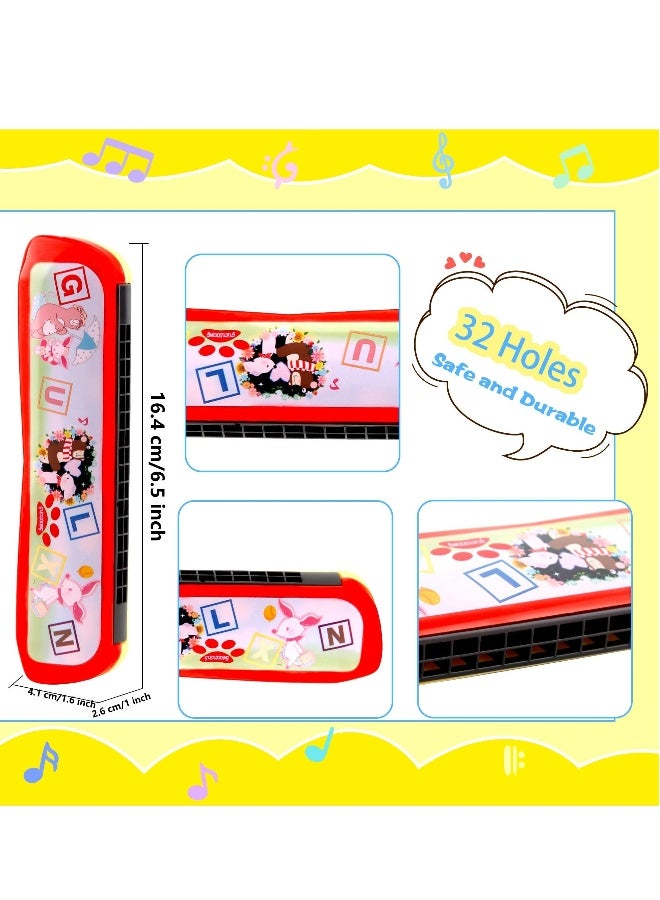 Generic 6 PCS Harmonica for Kids, Lightweight Cartoon Harmonica with Double Row of 16 Holes, Harmonica for Toddler, Kids, Adult Beginners' Musical Instrument Toy Gift (3 Colors) 