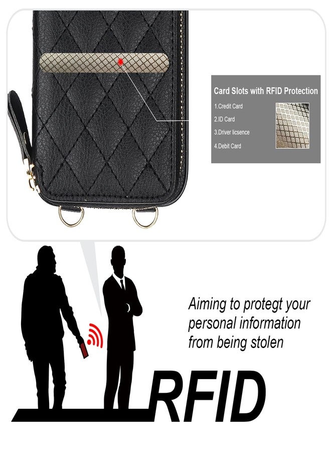 Bocasal Crossbody Wallet Case for iPhone 15 Pro Max, RFID Blocking PU Leather Zipper Handbag Purse Flip Cover, Kickstand Folio Case with Card Slots Holder Wrist Strap Lanyard 5G 6.7 Inch (Black) - Image 3