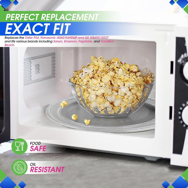 Bagean استبدال طبق الميكروويف 12-3/8 بوصة لطبق دوران زجاجي Oster P34 - صينية طهي للفرن تناسب الأطباق من العديد من ماركات أطباق دوران الميكروويف بما في ذلك GE و Panasonic و Sanyo - Image 5
