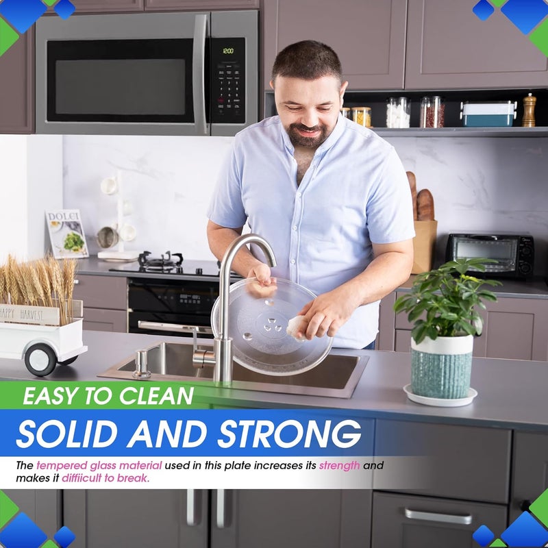 Bagean استبدال طبق الميكروويف 12-3/8 بوصة لطبق دوران زجاجي Oster P34 - صينية طهي للفرن تناسب الأطباق من العديد من ماركات أطباق دوران الميكروويف بما في ذلك GE و Panasonic و Sanyo - Image 4