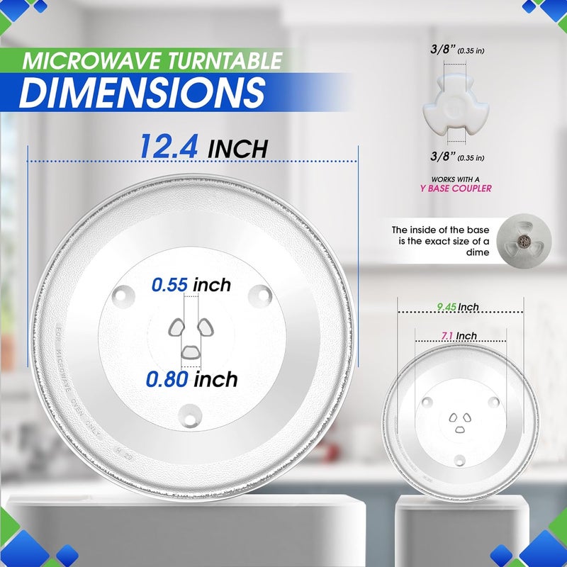 Bagean استبدال طبق الميكروويف 12-3/8 بوصة لطبق دوران زجاجي Oster P34 - صينية طهي للفرن تناسب الأطباق من العديد من ماركات أطباق دوران الميكروويف بما في ذلك GE و Panasonic و Sanyo - Image 3