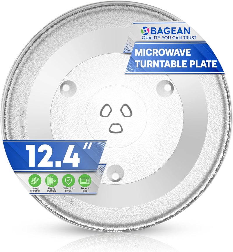 Bagean استبدال طبق الميكروويف 12-3/8 بوصة لطبق دوران زجاجي Oster P34 - صينية طهي للفرن تناسب الأطباق من العديد من ماركات أطباق دوران الميكروويف بما في ذلك GE و Panasonic و Sanyo - Image 1