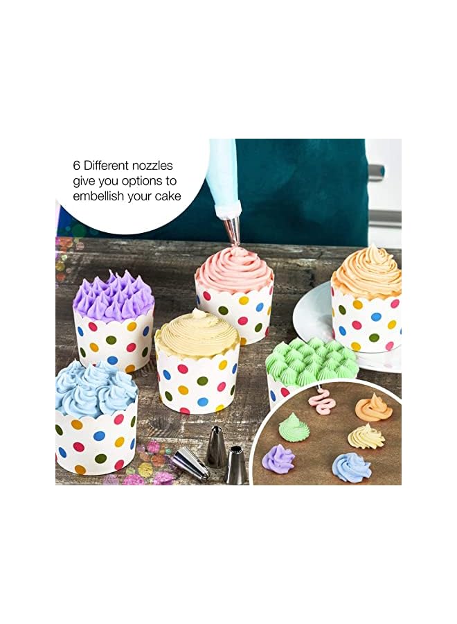 Raxoom Piping Bags and Nozzles Sets of 8 Pcs with Converter, Premium Stainless Steel Icing Reusable Piping Kit for DIY Decorating Cakes Cupcakes - Image 3