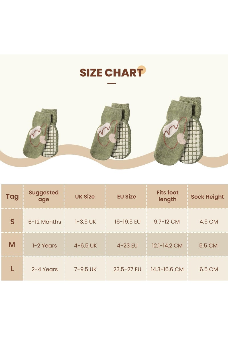 Mr. Penda 5 Pairs Toddler Non Slip Socks, Cute Baby Socks with Grips Crew Socks for 0-12 Months, Size S - Image 2