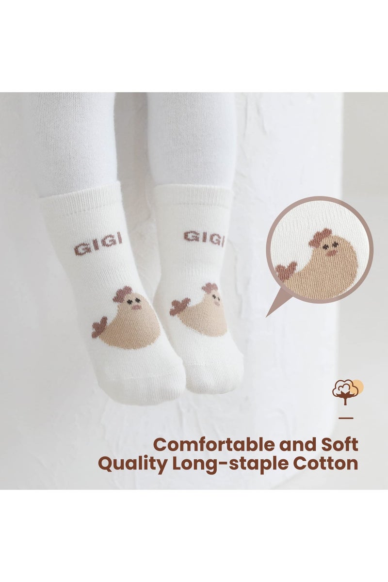 Mr. Penda 5 Pairs Toddler Non Slip Socks, Cute Baby Socks with Grips Crew Socks for 0-12 Months, Size S - Image 4