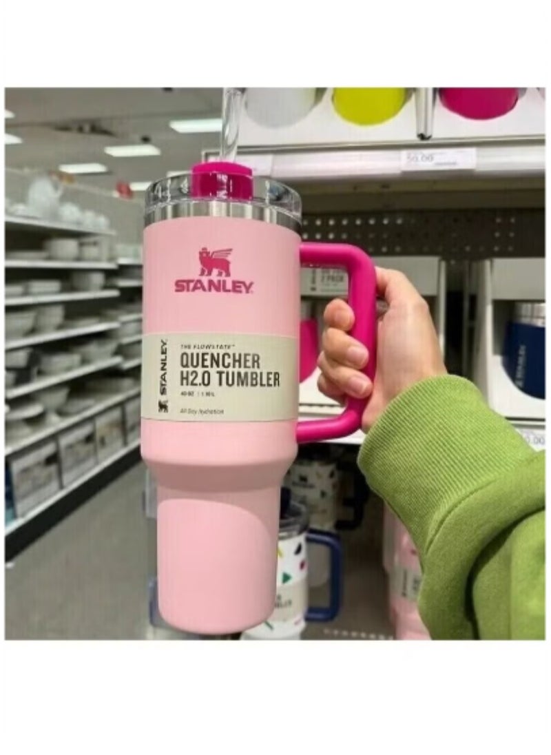 Stanley - Stanley Quencher H2.0 FlowState Stainless Steel Vacuum Insulated Tumbler with Lid and Straw for Water, Iced Tea or Coffee, Smoothie and More, 40 oz, Flamingo - Image 1