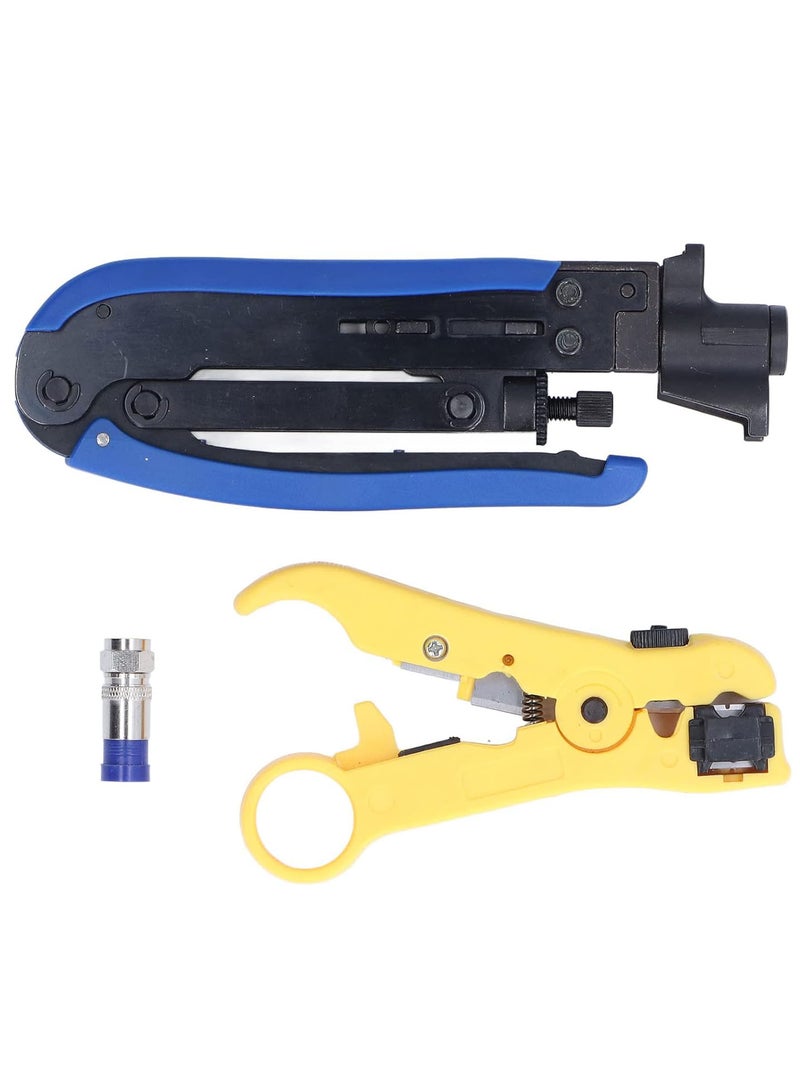 GGOOT Crimping Pliers Wire Stripper, Cable Crimper Tool Set Kit, with 20Pcs F Connector, for RG59 RG6 - Image 3