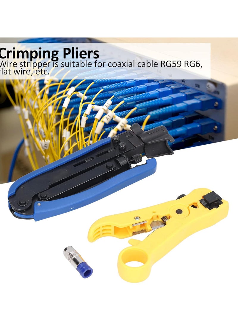 GGOOT Crimping Pliers Wire Stripper, Cable Crimper Tool Set Kit, with 20Pcs F Connector, for RG59 RG6 - Image 2