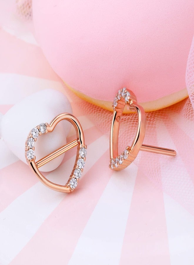 Melighting Heart Rings 14G Dainty Clicker Shiny Clear CZ Piercing Jewelry 316L Surgical Steel Piercing Barbell for Women - Image 3