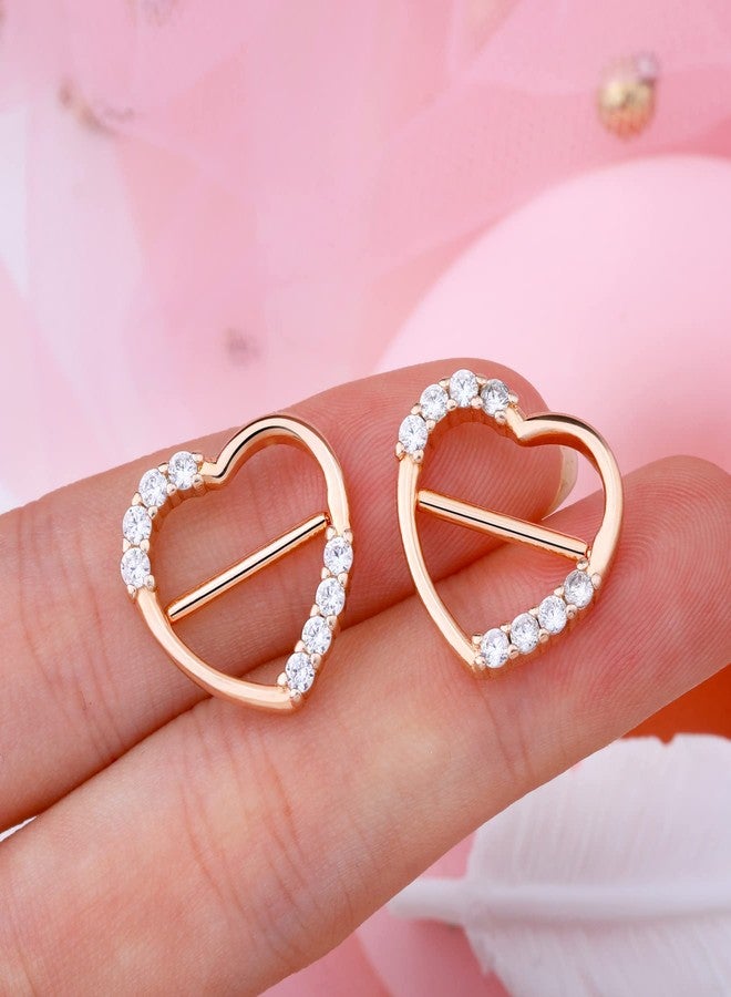 Melighting Heart Rings 14G Dainty Clicker Shiny Clear CZ Piercing Jewelry 316L Surgical Steel Piercing Barbell for Women - Image 2