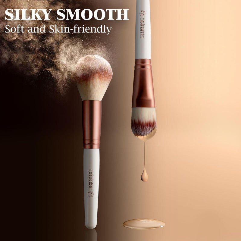 OMANIAC 20Pcs Makeup Brush Set Professional - Premium Synthetic Foundation Eyeshadow Blending Face Powder Brushes with Travel Case - Cruelty-Free Beauty Gift Kit for Beginners & Women (White) - Image 5