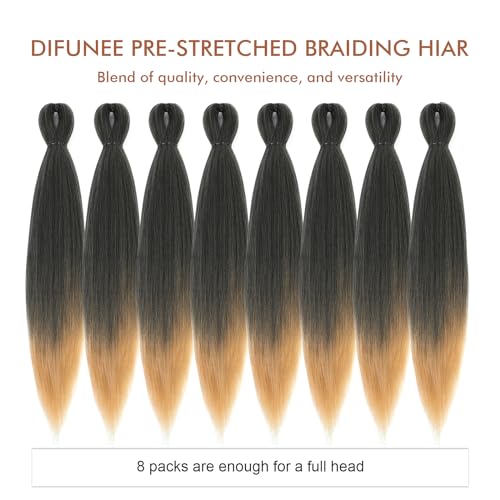 DIFUNEE Pre-stretched Braiding Hair - 20 Inch 8 Packs Ombre Blonde Long Braiding Hair For Twist or Box Braids, Yaki Texture Hot Water Setting Synthetic Braiding Hair Extensions (20 Inch, T27-8P) - Image 5