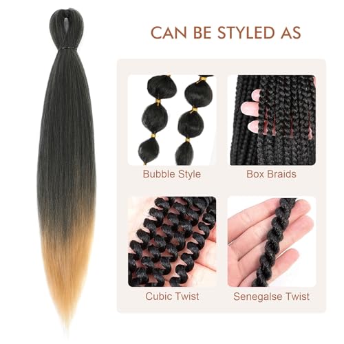 DIFUNEE Pre-stretched Braiding Hair - 20 Inch 8 Packs Ombre Blonde Long Braiding Hair For Twist or Box Braids, Yaki Texture Hot Water Setting Synthetic Braiding Hair Extensions (20 Inch, T27-8P) - Image 4