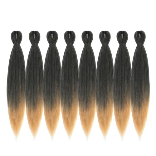 DIFUNEE Pre-stretched Braiding Hair - 20 Inch 8 Packs Ombre Blonde Long Braiding Hair For Twist or Box Braids, Yaki Texture Hot Water Setting Synthetic Braiding Hair Extensions (20 Inch, T27-8P) - Image 1