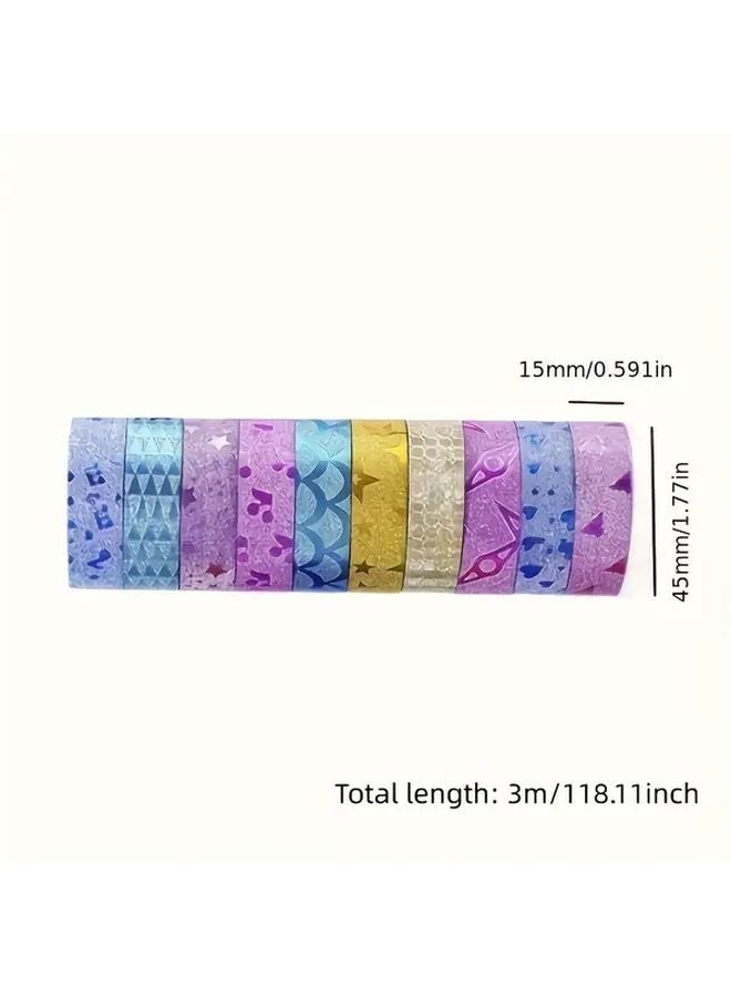 Style 1 Mixed Color Glitter Washi Tape Set 10 Rolls 15mm x 3m DIY Handmade Decoration - Image 3