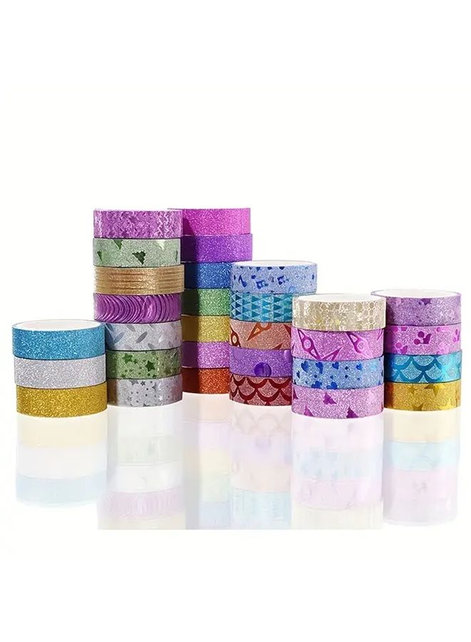 Style 1 Mixed Color Glitter Washi Tape Set 10 Rolls 15mm x 3m DIY Handmade Decoration - Image 4
