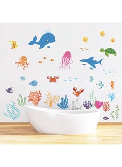 decalmile decalmile Under The Sea Dolphin Fish Wall Stickers Kids Room Wall Decor Vinyl Peel and Stick Wall Decals for Baby Nursery Bedroom Playing Room  - Image 2