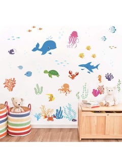 decalmile decalmile Under The Sea Dolphin Fish Wall Stickers Kids Room Wall Decor Vinyl Peel and Stick Wall Decals for Baby Nursery Bedroom Playing Room  - Image 3