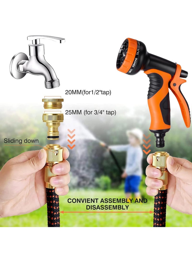 Gonice 100ft Garden Hose, Expandable Water Hose, Flexible No-Kink Water Pipe With 10 Function Hose Spray Nozzle, Solid Brass Connector, Holder & Storage Bag for Watering and Washing - Image 2