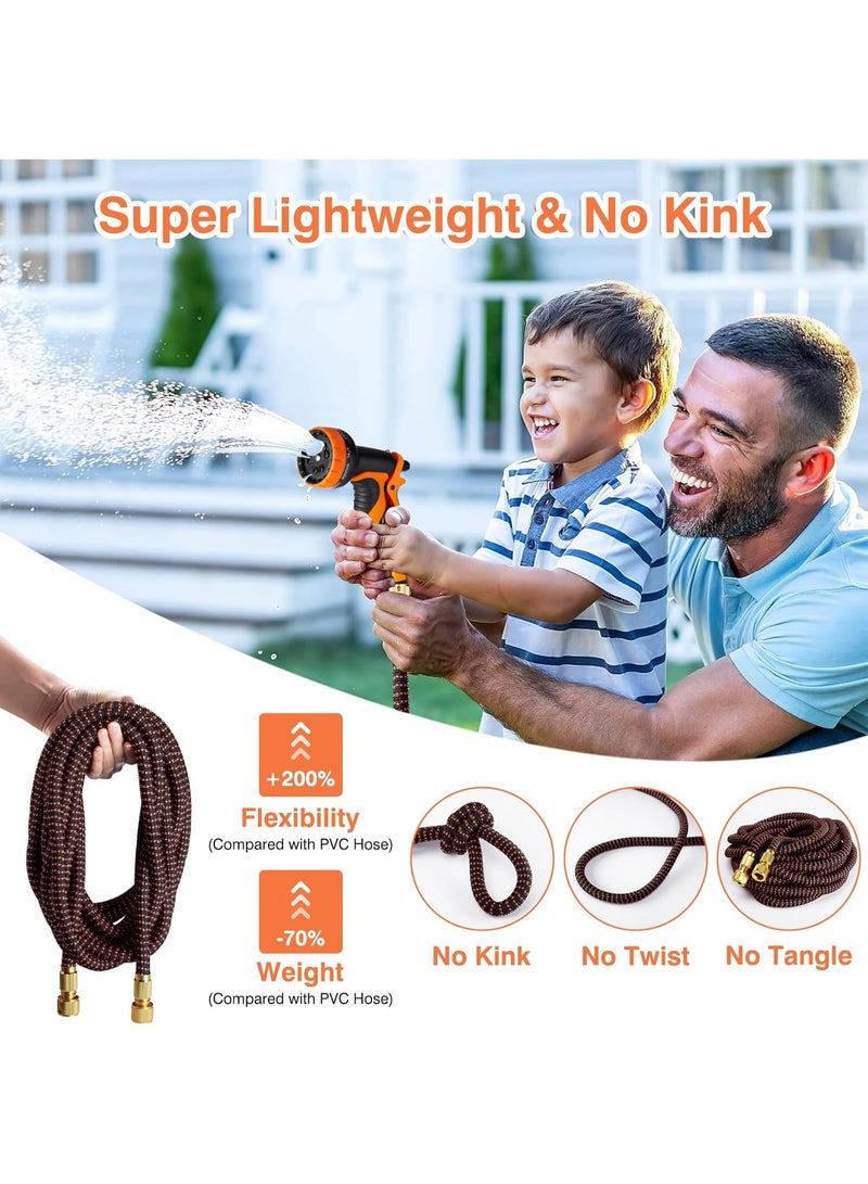 Gonice 100ft Garden Hose, Expandable Water Hose, Flexible No-Kink Water Pipe With 10 Function Hose Spray Nozzle, Solid Brass Connector, Holder & Storage Bag for Watering and Washing - Image 5