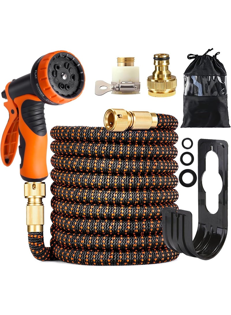 Gonice 100ft Garden Hose, Expandable Water Hose, Flexible No-Kink Water Pipe With 10 Function Hose Spray Nozzle, Solid Brass Connector, Holder & Storage Bag for Watering and Washing - Image 1