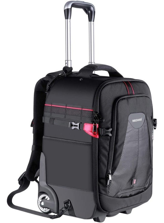 Neewer 2-in-1 Rolling Camera Backpack Trolley Case - Anti-Shock Detachable Padded Compartment, Hidden Pull Bar, Durable, Waterproof for Camera,Tripod,Flash Light,Lens,Laptop for Air Travelling(Black) - Image 1