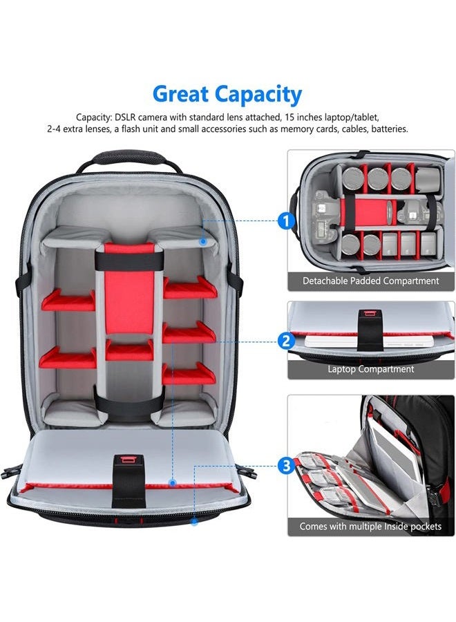 Neewer 2-in-1 Rolling Camera Backpack Trolley Case - Anti-Shock Detachable Padded Compartment, Hidden Pull Bar, Durable, Waterproof for Camera,Tripod,Flash Light,Lens,Laptop for Air Travelling(Black) - Image 4