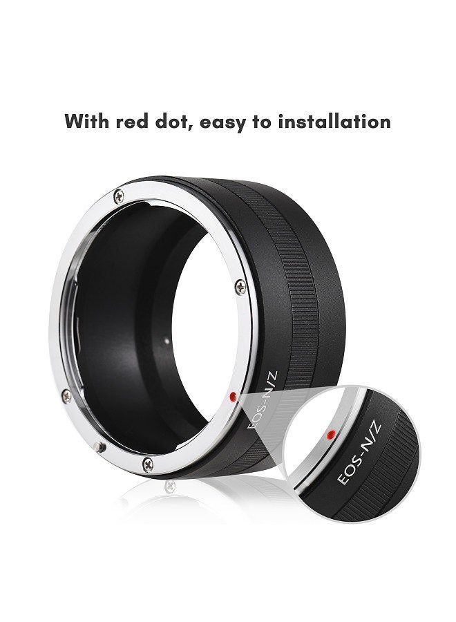 Manual Lens Mount Adapter Ring Aluminum Alloy for Canon EF Mount Lens to Nikon Z5/Z6/Z7/Z50 Z-Mount Mirrorless Camera