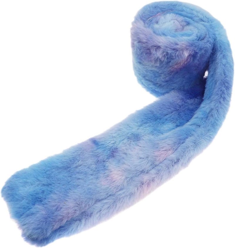 Newfancy Kids Winter Rainbow Scarf Gradient Cross Tie Collar Fluffy Fur Plush Shawl Wrap Neck Warmer for Toddler Girls Boys - Image 2