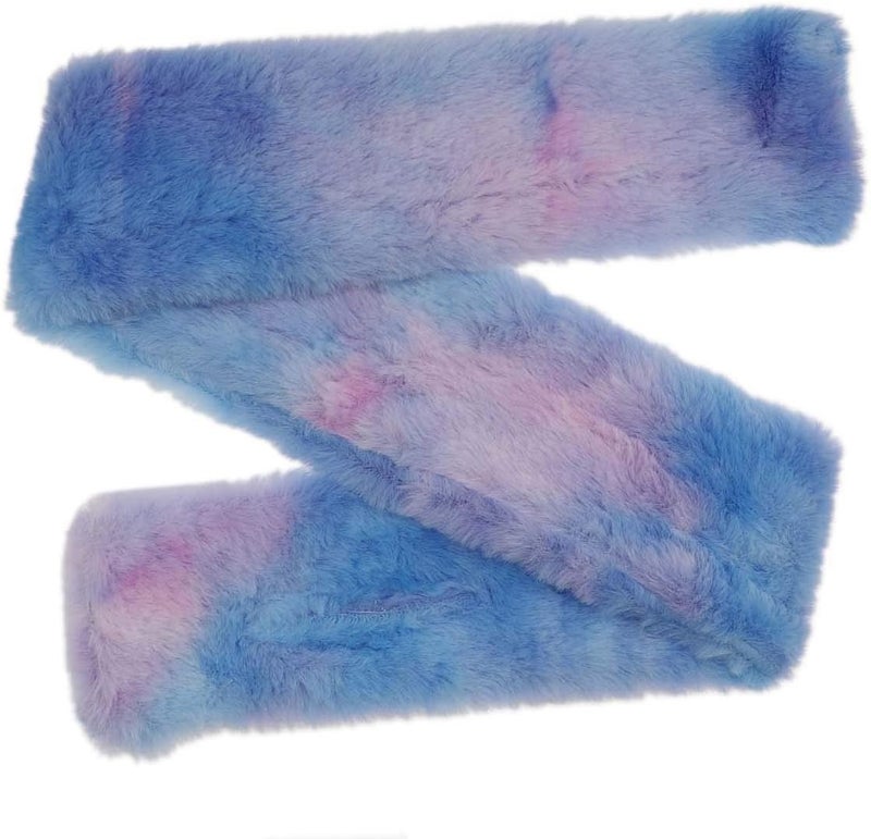 Newfancy Kids Winter Rainbow Scarf Gradient Cross Tie Collar Fluffy Fur Plush Shawl Wrap Neck Warmer for Toddler Girls Boys - Image 4