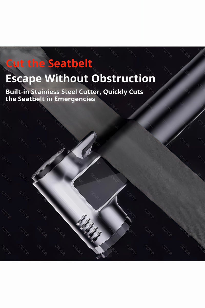 6 In1 Auto Tire Pump Air Compressor Escape Tool, Auto Tire Pump With LED Light With Safety Hammer And Seat Belt Cutter 10 Tire Repair Plugs Included - Image 5