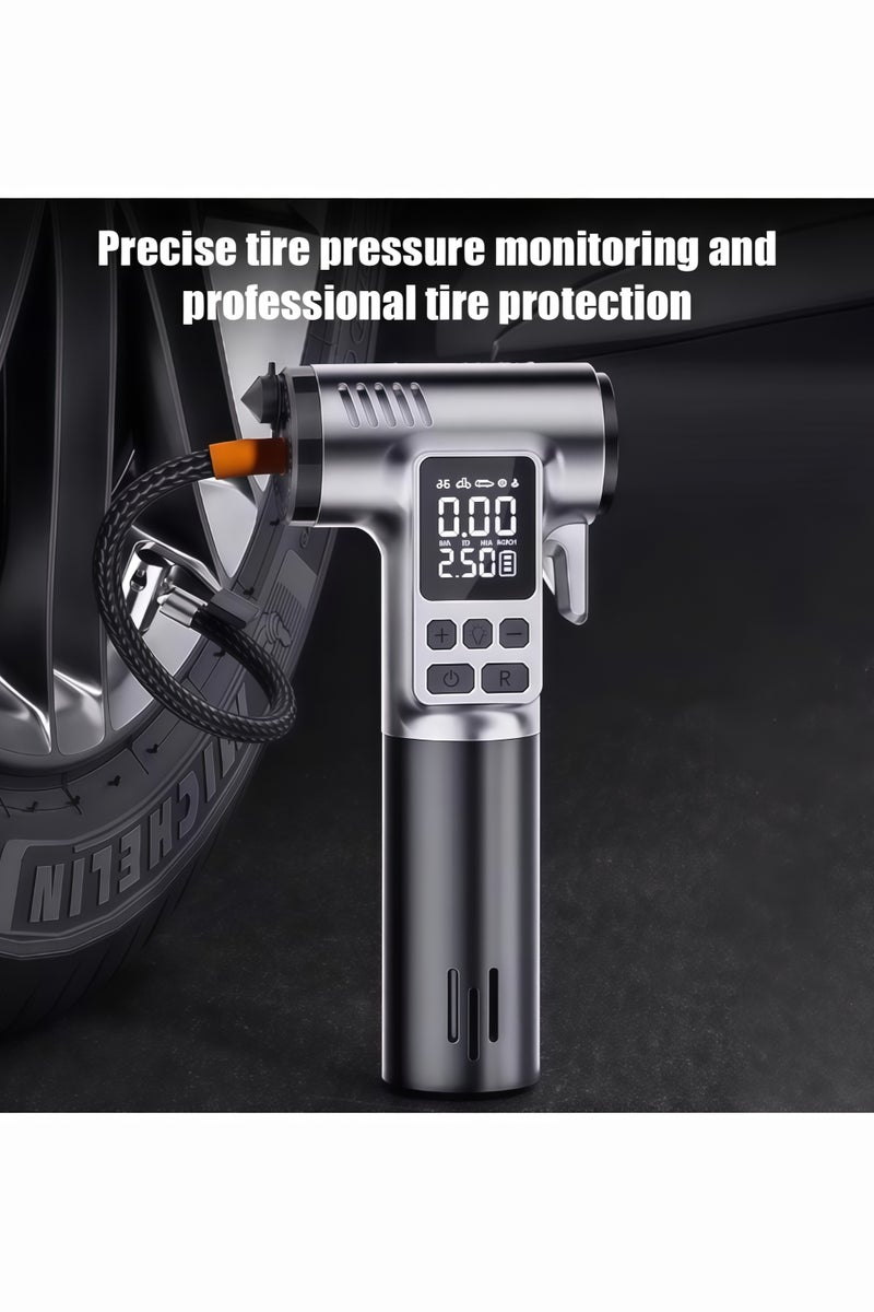 6 In1 Auto Tire Pump Air Compressor Escape Tool, Auto Tire Pump With LED Light With Safety Hammer And Seat Belt Cutter 10 Tire Repair Plugs Included - Image 3
