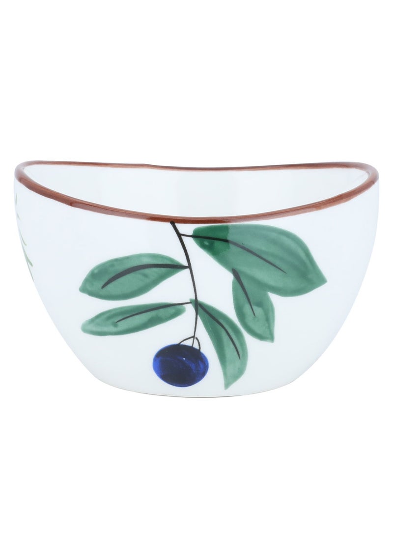 Alsaif Gallery White Oval Porcelain Bowl with Blue Fruit Pattern 4.15  - Image 1