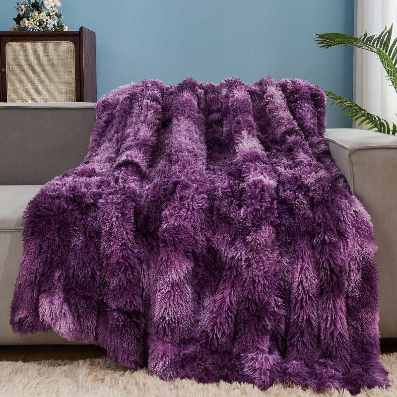 gONAAP Fuzzy Faux Fur Throw Blanket Tie-dye Violet Purple Super Soft cozy Plush Fuzzy Shaggy Blanket for couch Sofa Bed (Tie-dye Violet Purple  Throw(50x60))