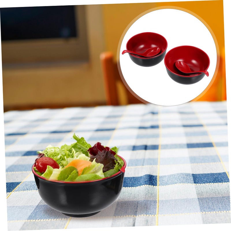 Unbreakable Melamine Ramen Bowls Set with Dual Color Spoons for Home and Restaurant Use - Image 4