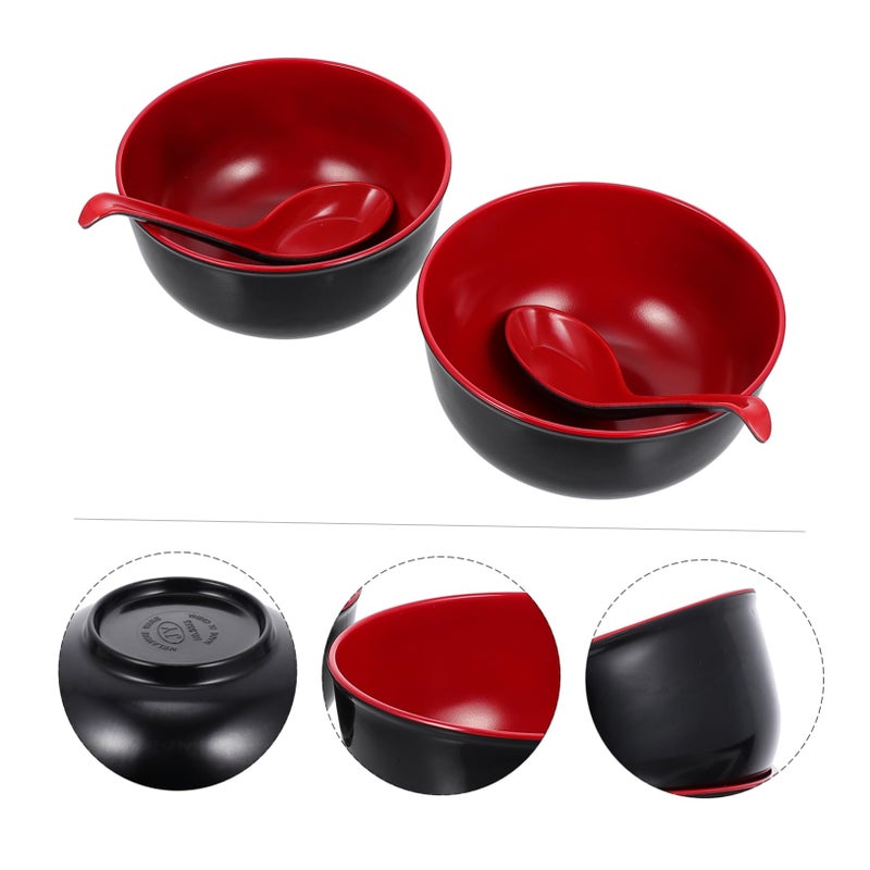 Unbreakable Melamine Ramen Bowls Set with Dual Color Spoons for Home and Restaurant Use - Image 5