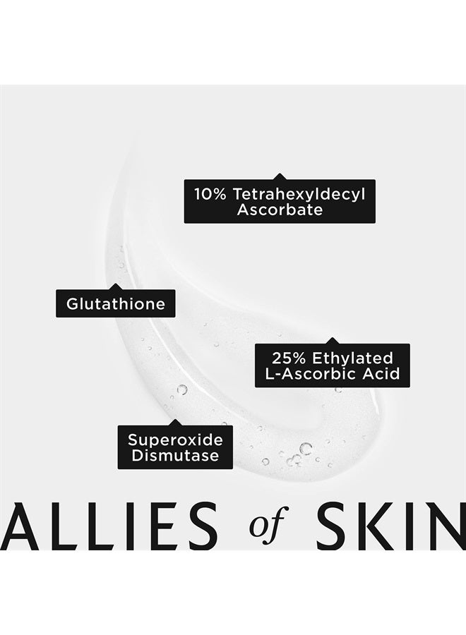 Allies of Skin 35% Vitamin C+ Perfecting Serum: Tetrahexyldecyl Ascorbate + Ethylated L-Ascorbic Acid, Glutathione, Superoxide Dismutase. Waterless, Antioxidant. Brightens & Plumps 1 oz / 30 ml - Image 2
