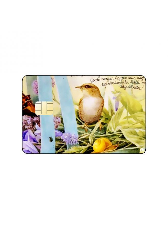 RKN PRINTED BANK CARD STICKER Beautiful Flowers Drawing With Bird - Image 2