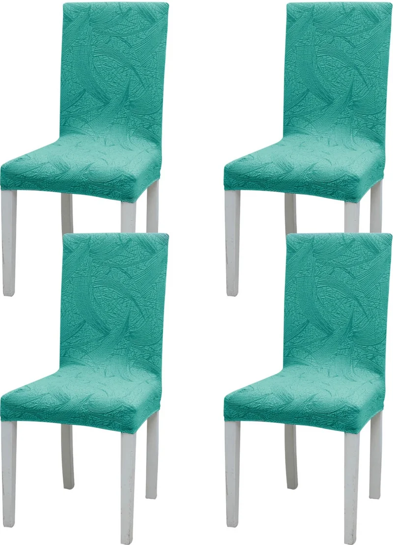 Faiend Elastic flexible chair cover Stetch lycra kitchen living room chair cover (4-pcs) Sehra pattern mint