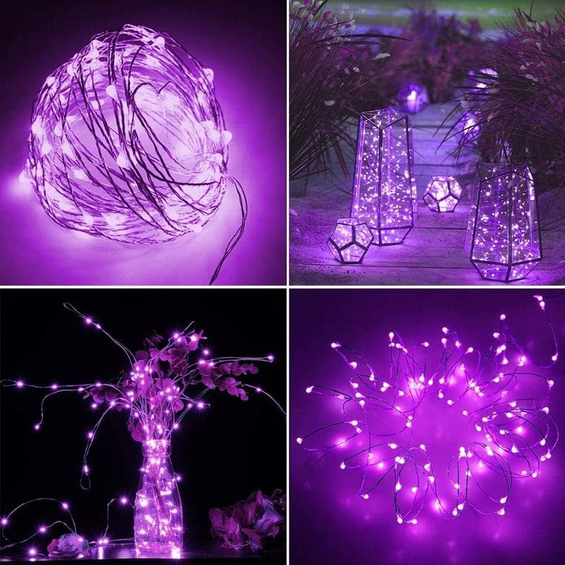 Twinkle Star Fairy Lights, 33ft 100 LED Battery Operated Waterproof String Lights with Remote, Timer & 8 Lighting Modes Indoor Outdoor Wedding Party Decorations, Purple, 1 Pack - Image 2