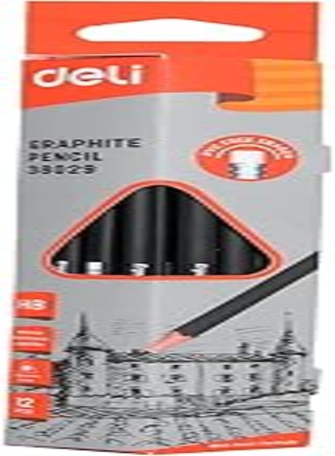 Deli pencils - hb - non toxic lead - 12 pieces in a box - eraser end - triangular barrel