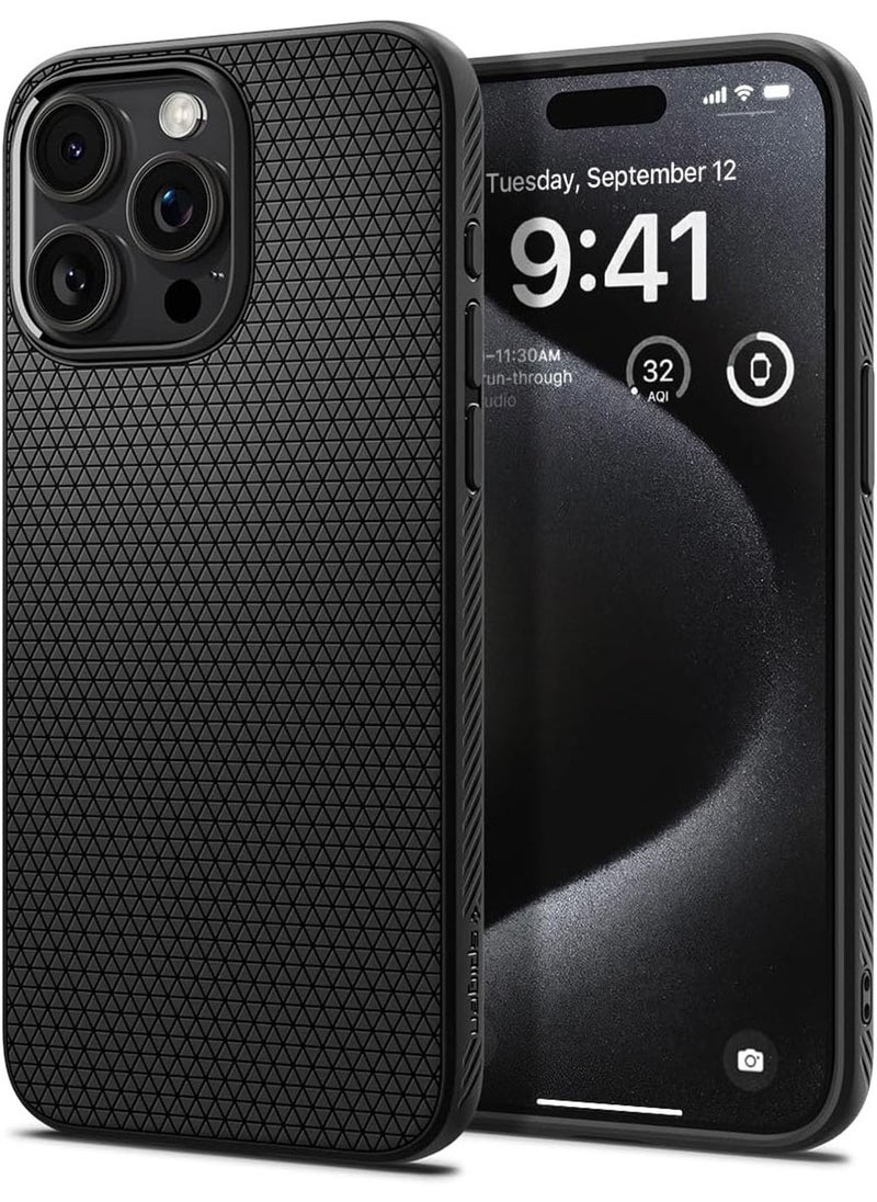 Spigen - Liquid Air for iPhone 15 Pro Max Case Cover - Matte Black - Image 1