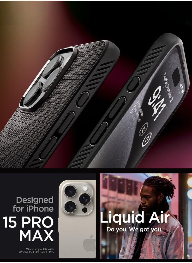 Spigen - Liquid Air for iPhone 15 Pro Max Case Cover - Matte Black - Image 1