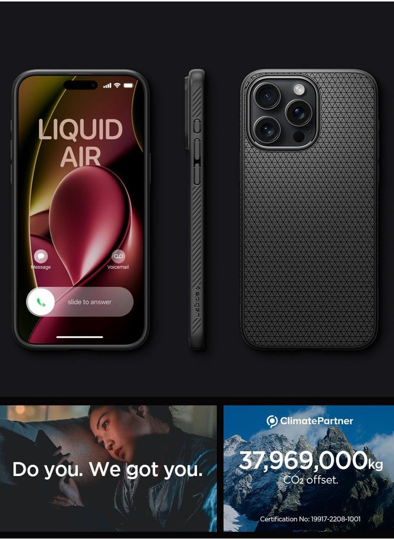 Spigen - Liquid Air for iPhone 15 Pro Max Case Cover - Matte Black - Image 1