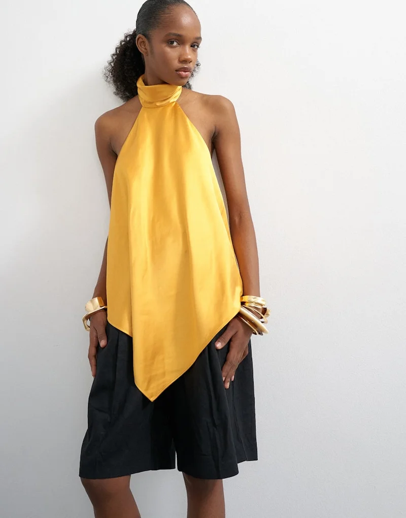 TOPSHOP Open Neckline Woven Top