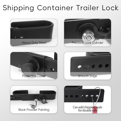 Quality Life Shipping Container Lock, Cargo Door Lock, Heavy Duty Steel Trailer Box Lock with 2 Keys, Dust Cover Re-useable - Black - Image 5
