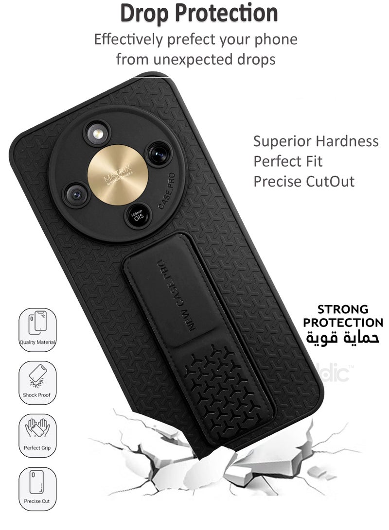 Waldic Honor X9d Premium Case | Premium Silicone Magnetic Hand Grip Holder Case Cover Designed for Honor X9d | Honor X9d Case Camera and Drop Protection Thin Protective Back Cover Case for Honor X9d - Black - Image 3