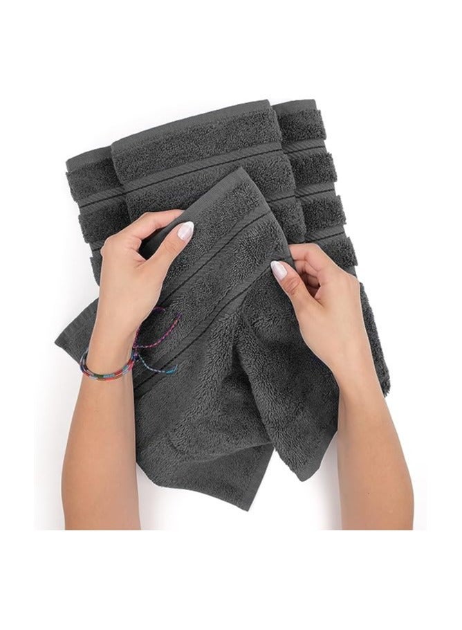 Safi Plus Towel Set Luxury Hotel Quality 600 GSM Genuine Combed Cotton, Super Soft & Absorbent Family Bath Towels 6 Piece Set -  2 Bath Towels, 2 Hand Towels, 2 Washcloths - Dark Grey - Image 5
