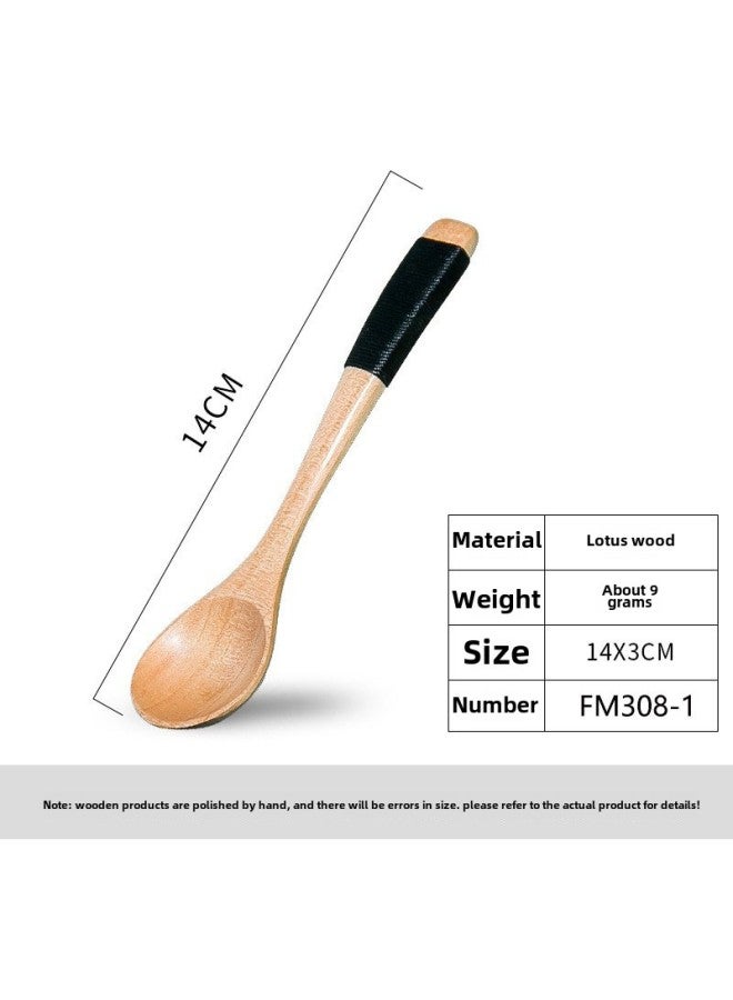Direct Creative Wooden Spoon Children's Small Spoon Honey Spoon Seasoning Spoon Coffee Spoon Logo Lettering Wholesale-Color:14*3 Lotus Round Spoon -308-1  - Image 1